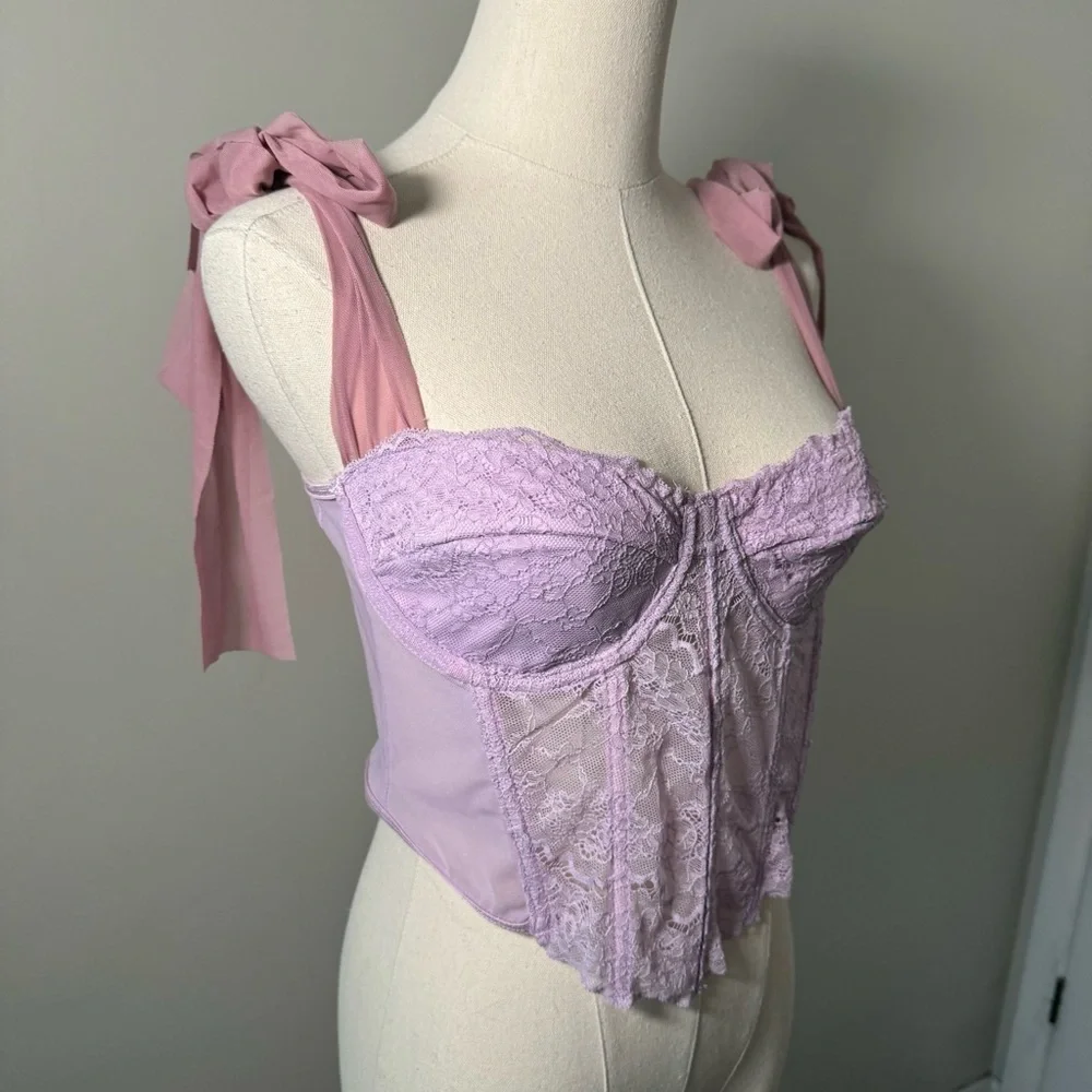 NEW Lilac and pink tulle  tie shoulder bustier pastel Fairycore L - Picture 5 of 7